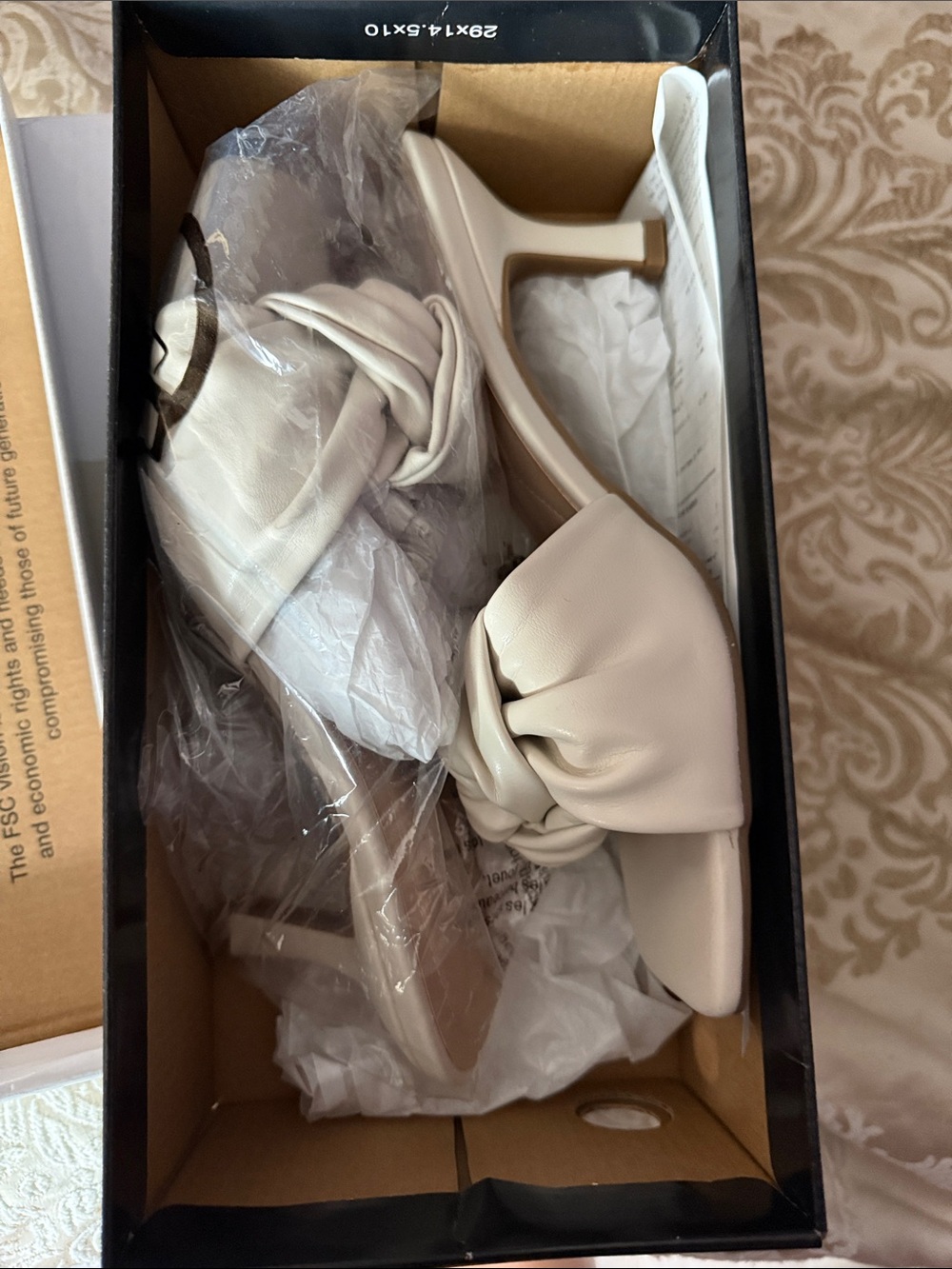 Alfani Knotted Slide Heels in Ivory/Cream